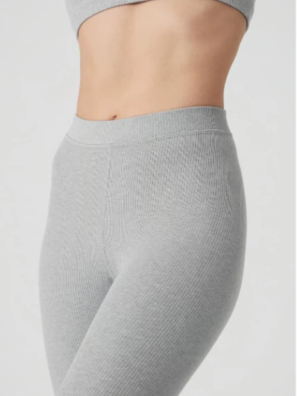 ALO Yoga RIBBED HIGH-WAIST 7/8 BLISSFUL LEGGING HEATHER GREY Size S NWT
